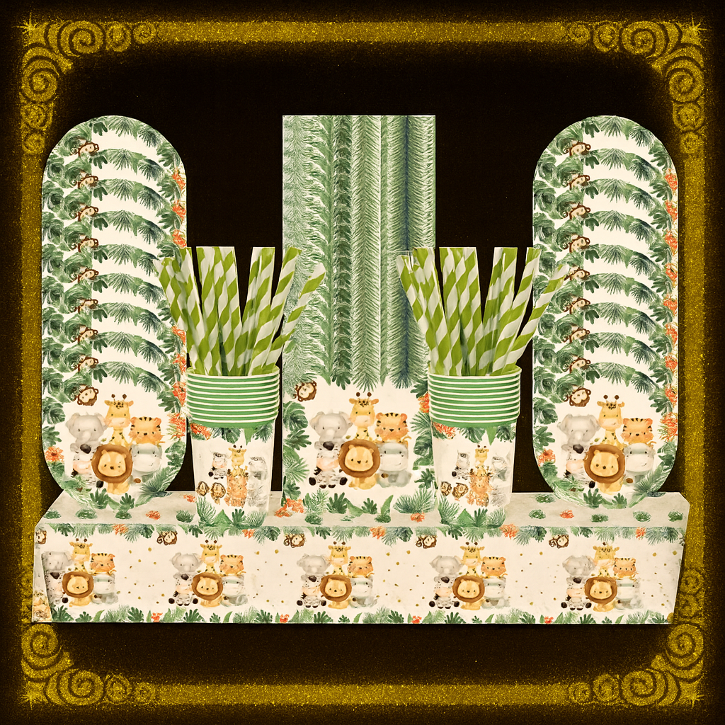 Kit Vaisselle Jetable Anniversaire Jungle – 86 Pièces