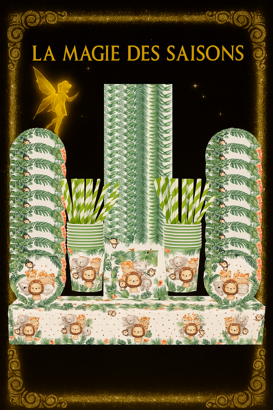Kit Vaisselle Jetable Anniversaire Jungle – 86 Pièces