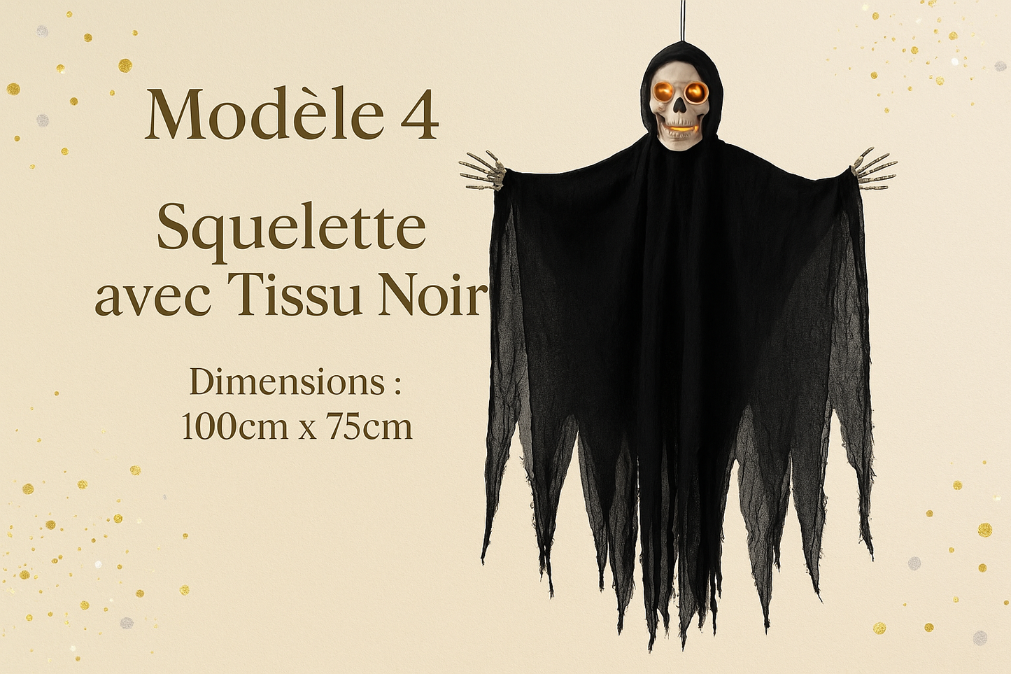 Modèle 4 - Squelette avec Tissu Noir (100cm x 75cm)
