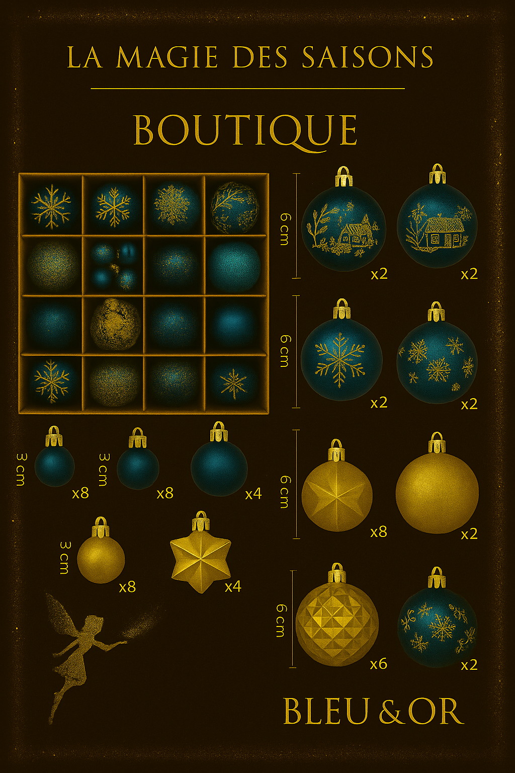 Set de 44 Boules de Noël 3/6CM - Ornements Décoratifs pour Sapin