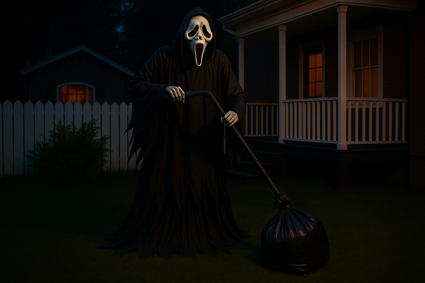 Personnage géant Scream 2M dans jardin - version éclairée