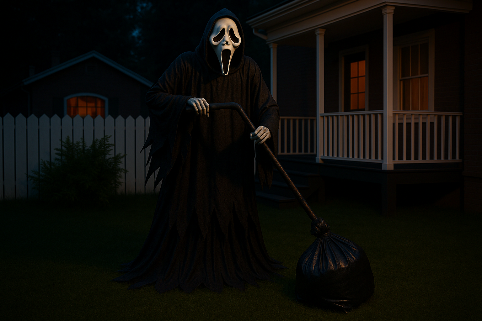 Personnage géant Scream 2M dans jardin - version éclairée