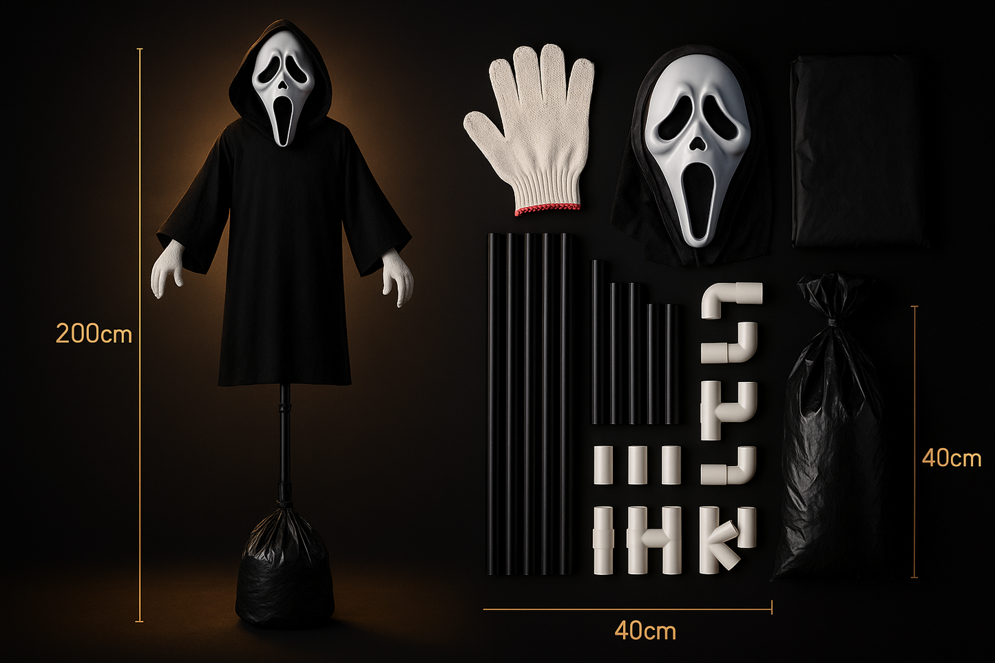 Personnage Géant Scream 2M - Thème Moderne Noir et Or