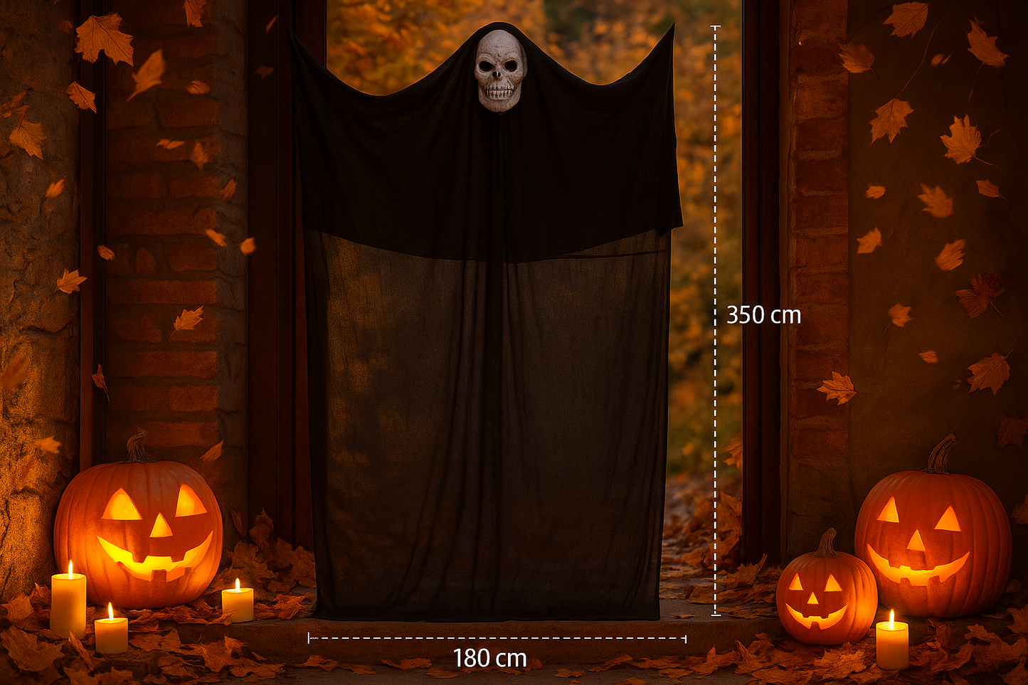 Rideau fantôme avec crâne