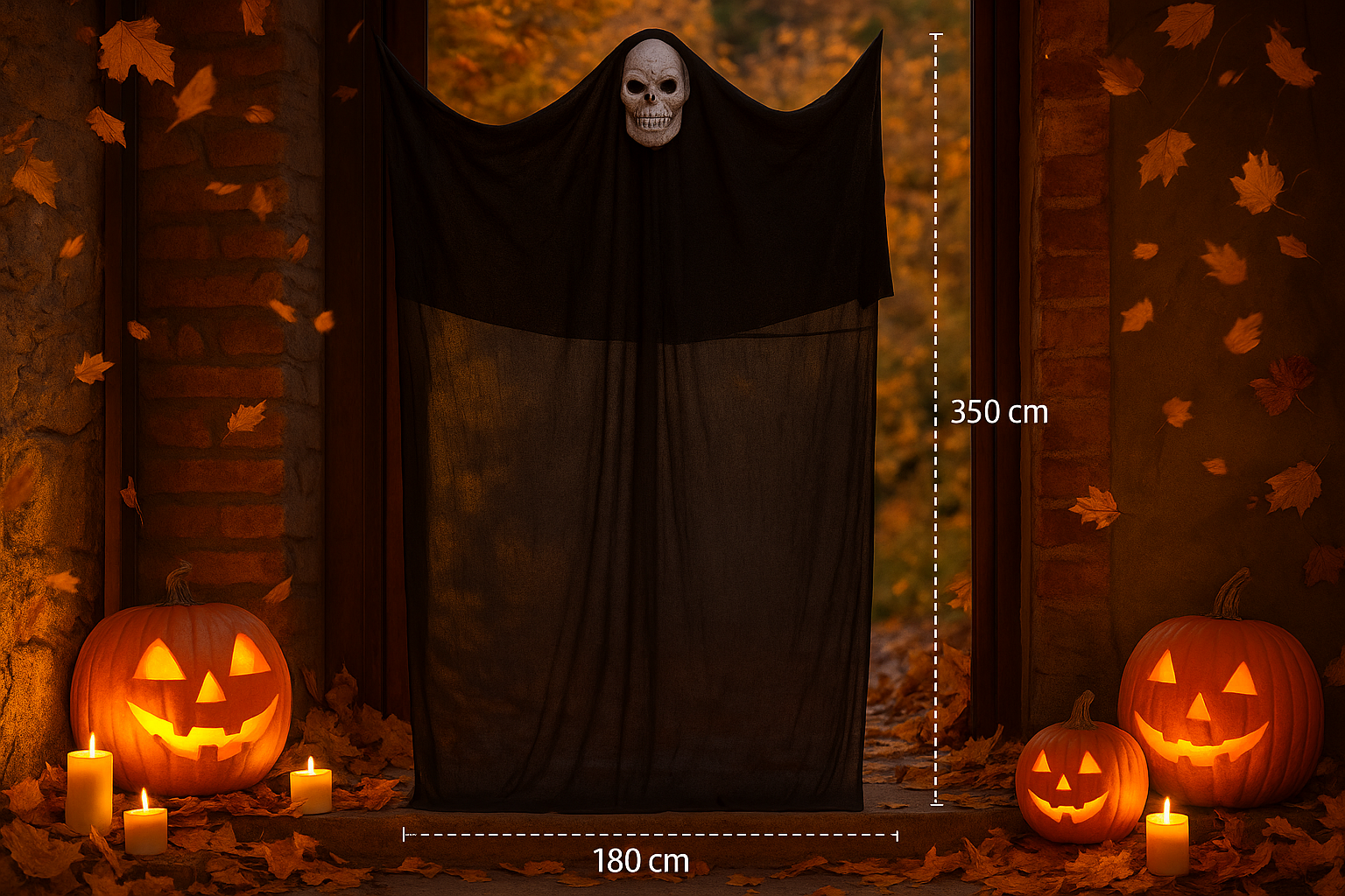 Rideau fantôme avec crâne