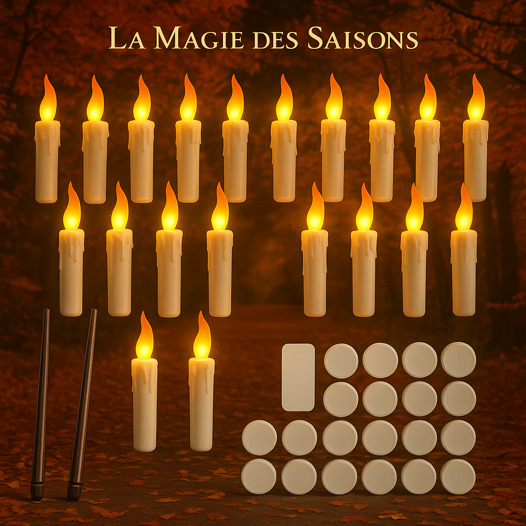 Bougies LED Flottantes Magiques avec Baguette Télécommande - Set Halloween