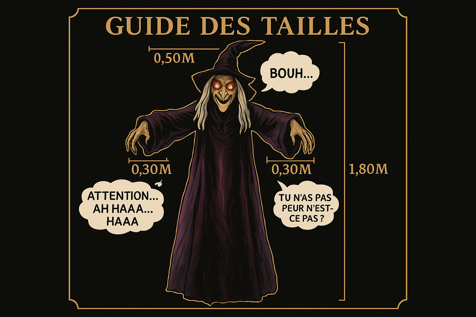Sorcière Géante - Guide Tailles Français