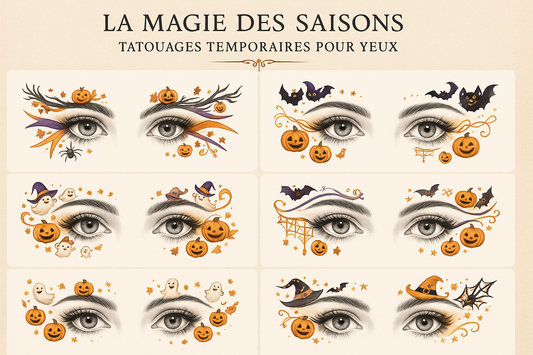 Tatouages yeux Halloween thématique - Style citrouilles fantômes