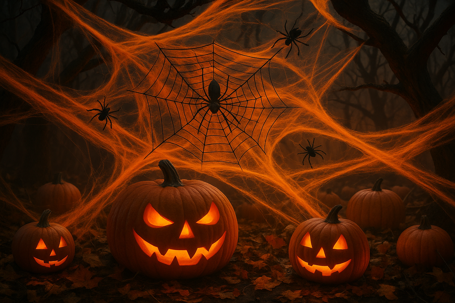 Toile orange avec citrouilles