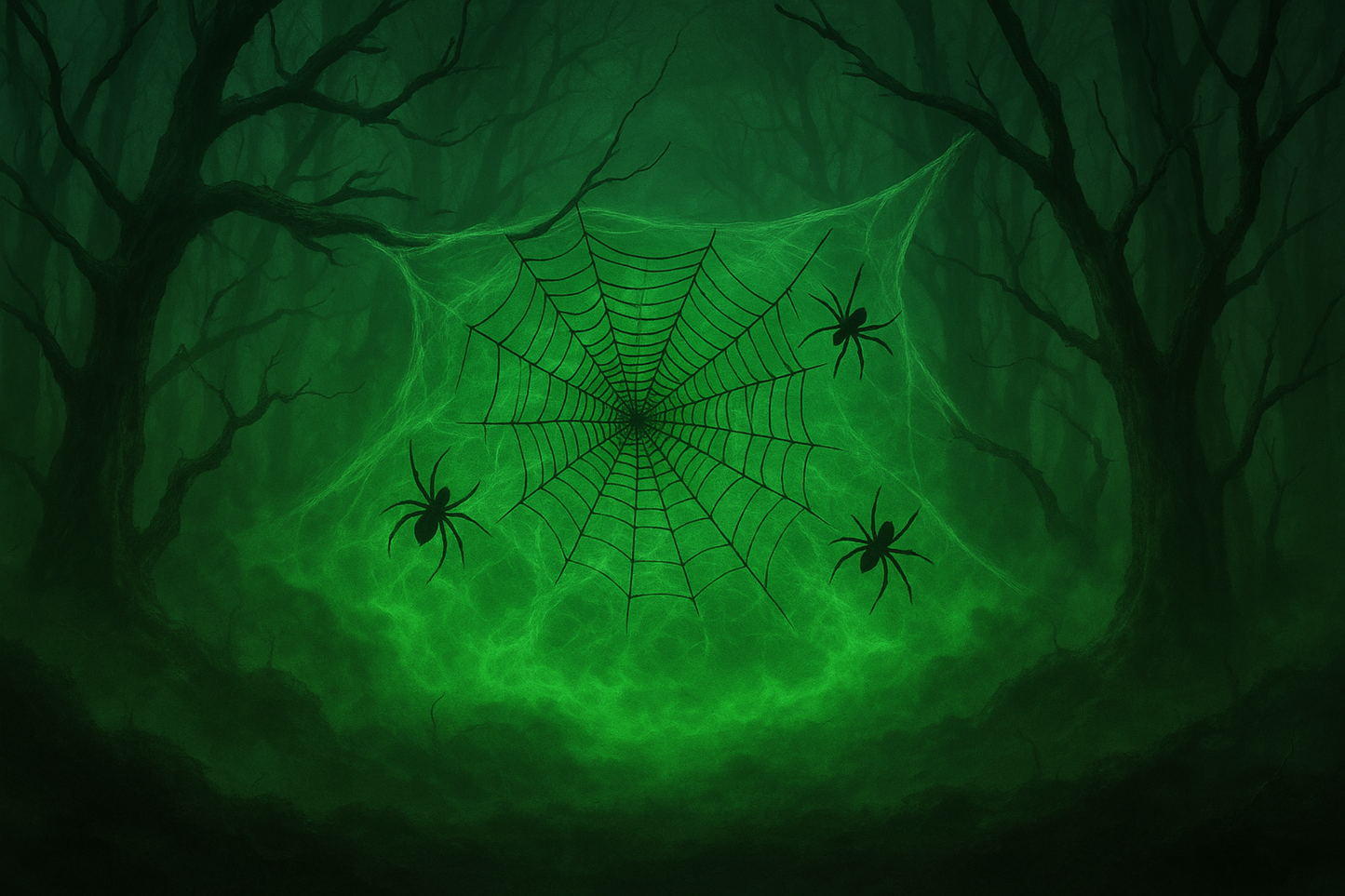 Toile verte dans forêt