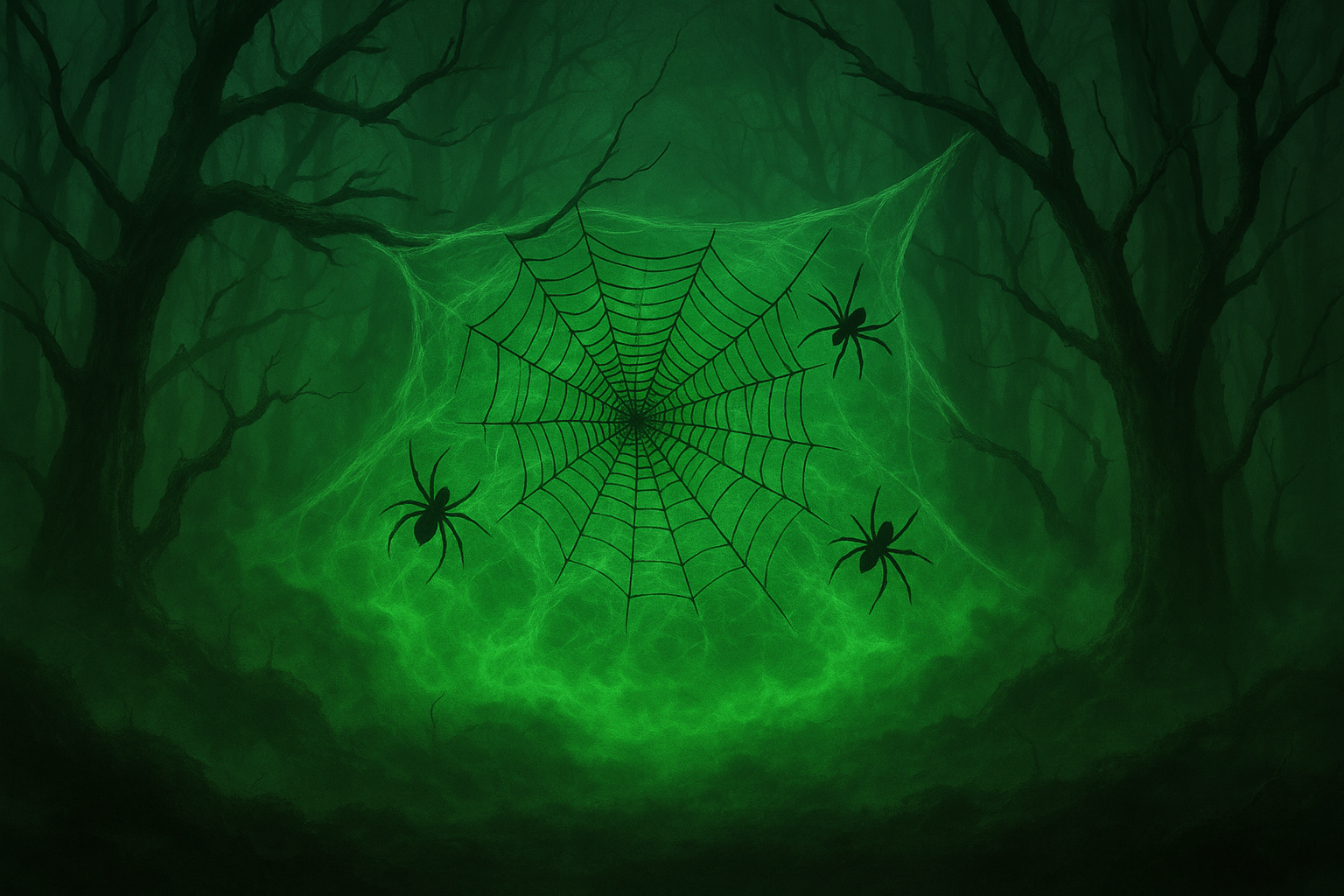 Toile verte dans forêt