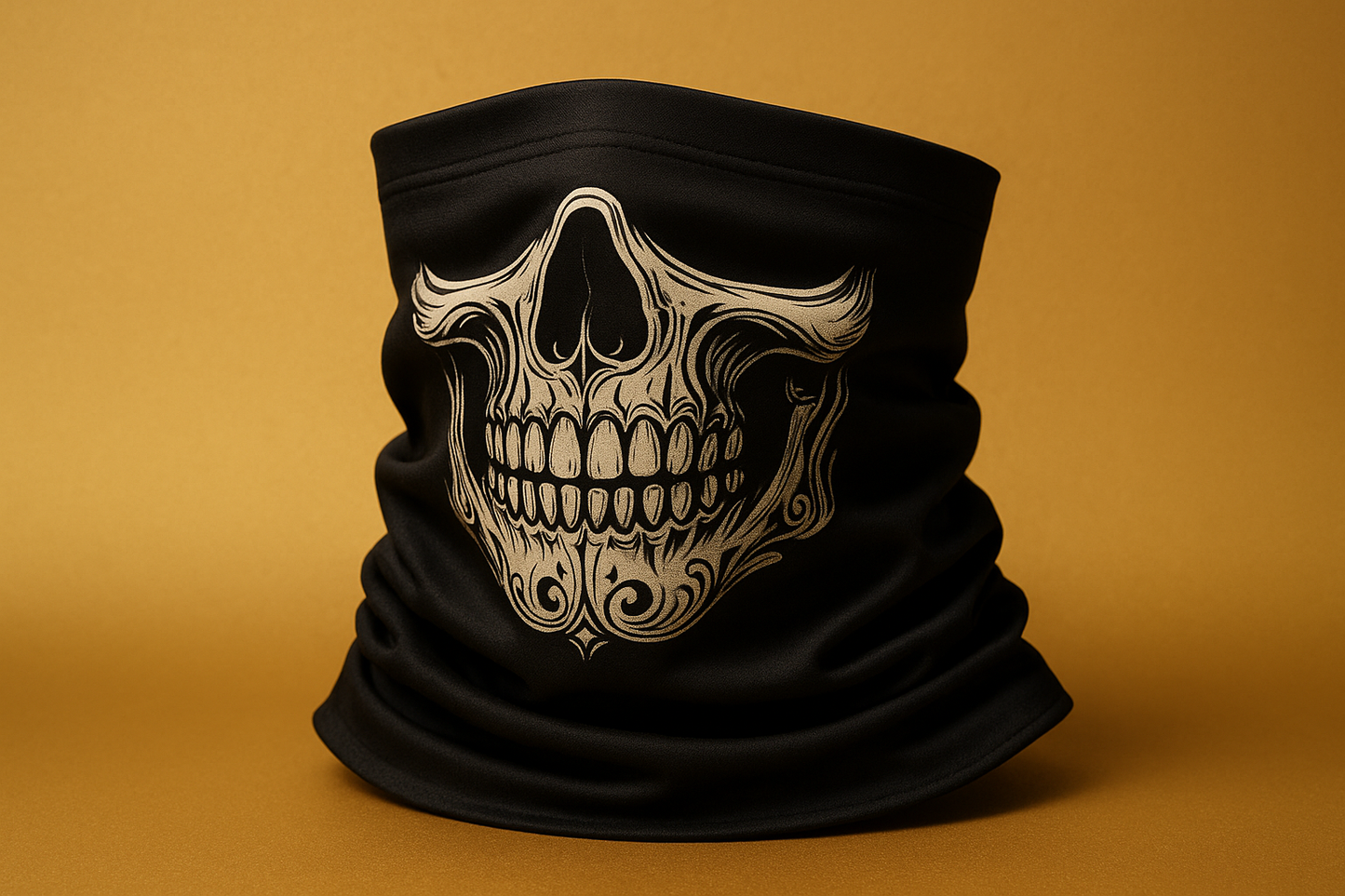 Tour de cou avec motif tête de mort (fond or)